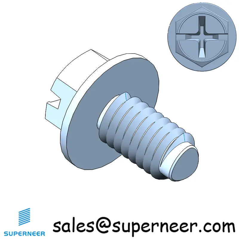 M4 × 7mm Indented Hex Washer Phillips Slot Thread Forming Screws for Metal SUS304 Stainless Steel Inox