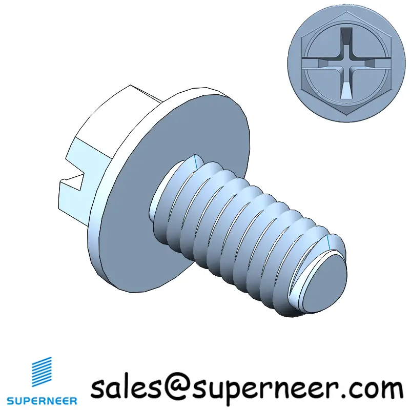 M4 × 8mm Indented Hex Washer Phillips Slot Thread Forming Screws for Metal SUS304 Stainless Steel Inox