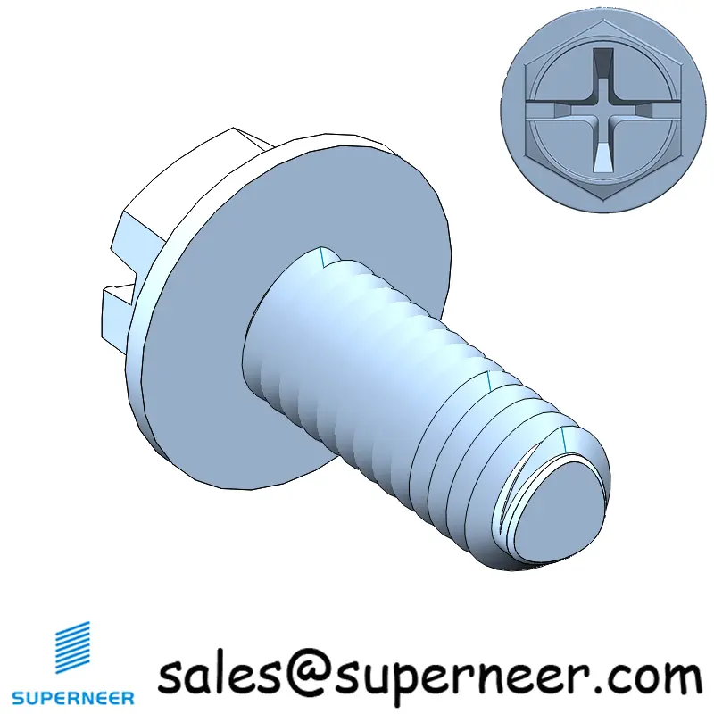 M4 × 10mm Indented Hex Washer Phillips Slot Thread Forming Screws for Metal SUS304 Stainless Steel Inox