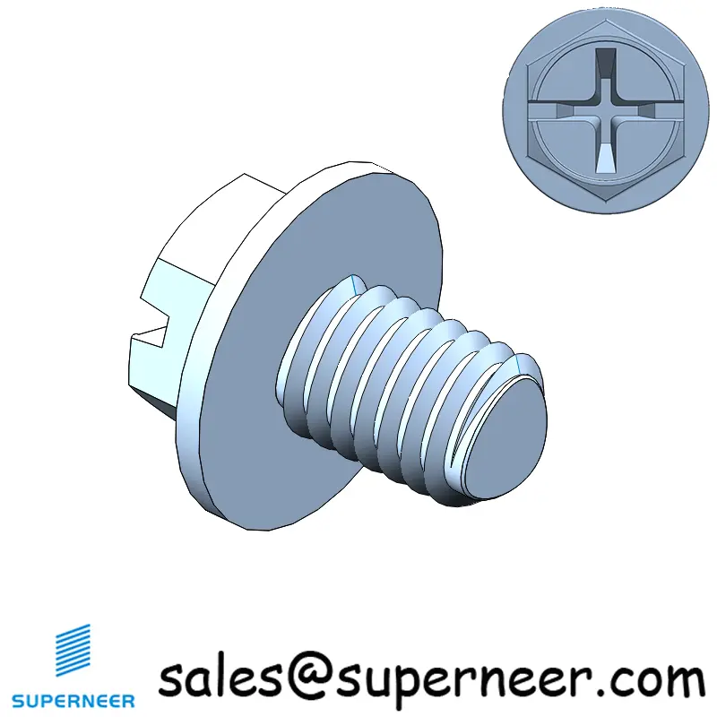 M6 × 8mm Indented Hex Washer Phillips Slot Thread Forming Screws for Metal SUS304 Stainless Steel Inox