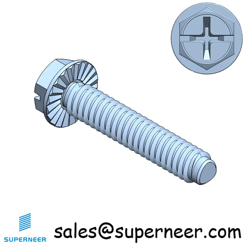 2-56 × 7/16 Hex Washer Serration Phillips Slot Thread Forming  Screws for Metal  Steel Blue Zinc Plated