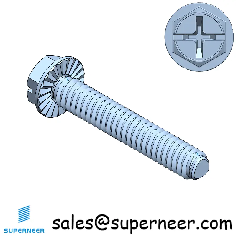 2-56 × 1/2 Hex Washer Serration Phillips Slot Thread Forming  Screws for Metal  Steel Blue Zinc Plated