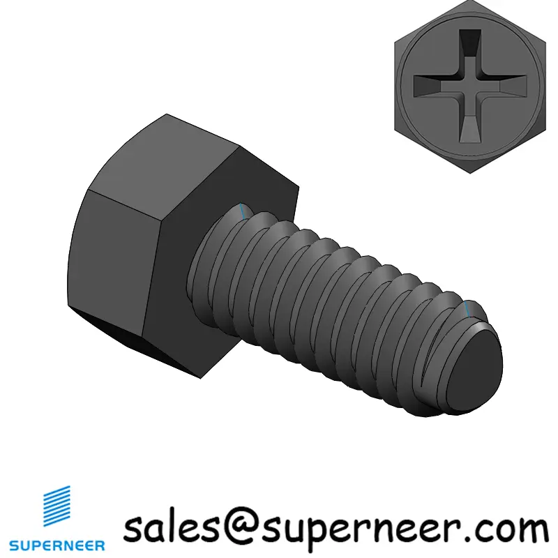 M2 × 5mm Indented Hex Phillips Thread Forming Screws for Metal Steel Black