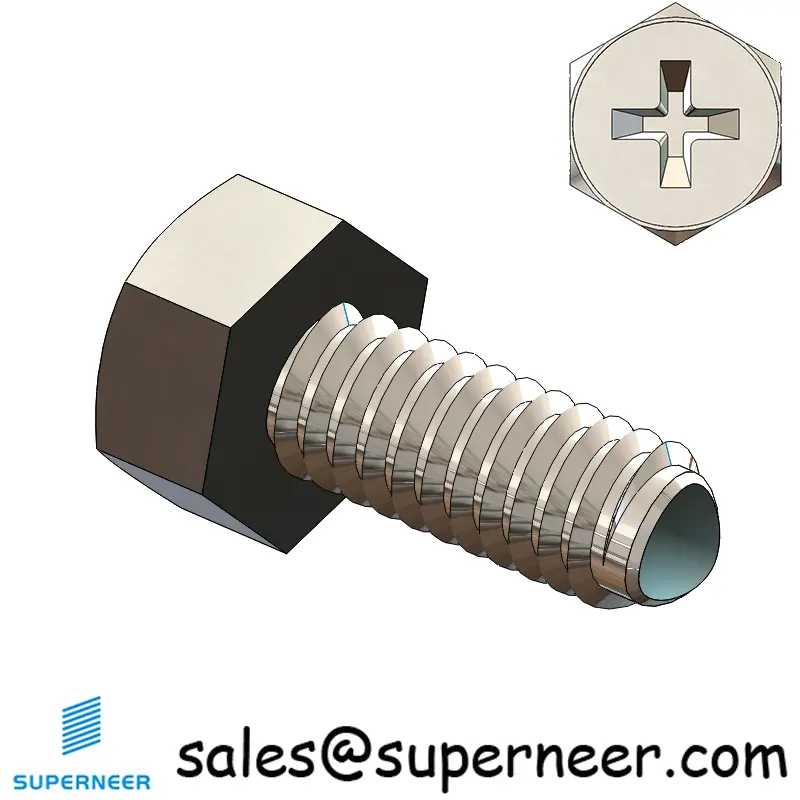 M2 × 5mm Indented Hex Phillips Thread Forming Screws for Metal SUS304 Stainless Steel Inox