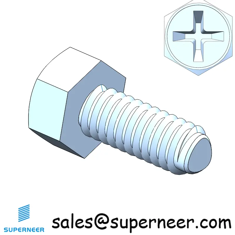 M2 × 5mm Indented Hex Phillips Thread Forming Screws for Metal Steel Blue Zinc Plated