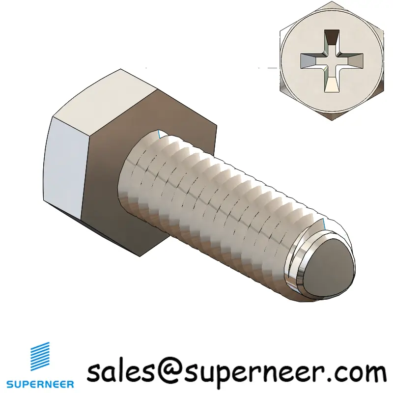 M2 × 7mm Indented Hex Phillips Thread Forming Screws for Metal SUS304 Stainless Steel Inox