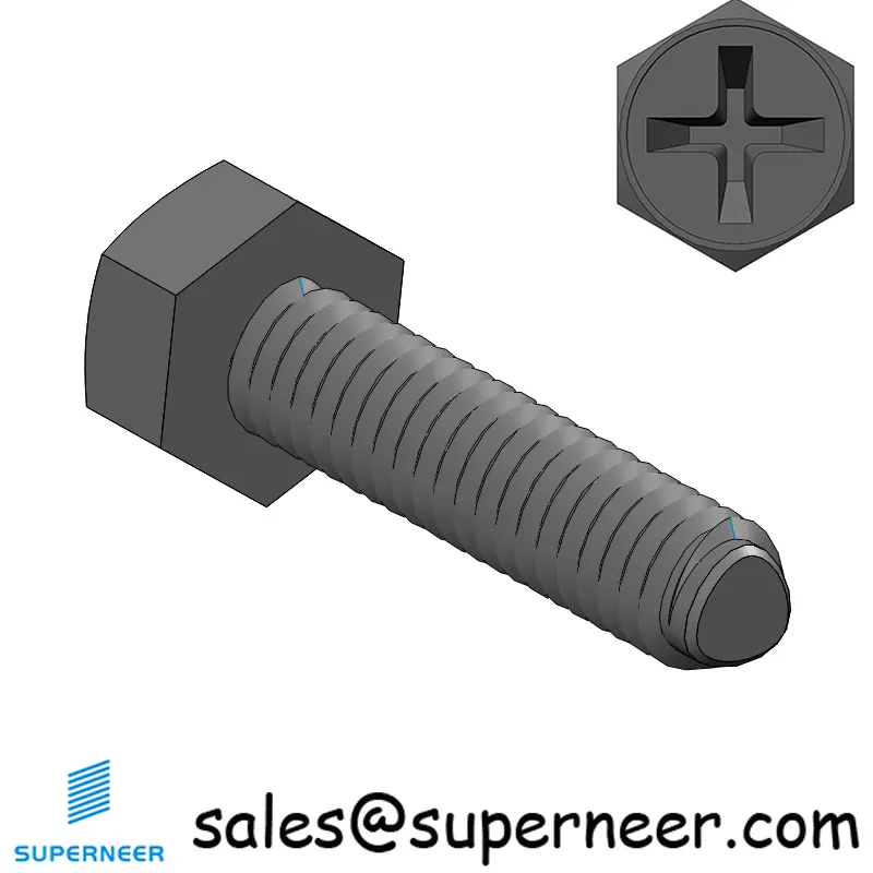 M2 × 9mm Indented Hex Phillips Thread Forming Screws for Metal Steel Black