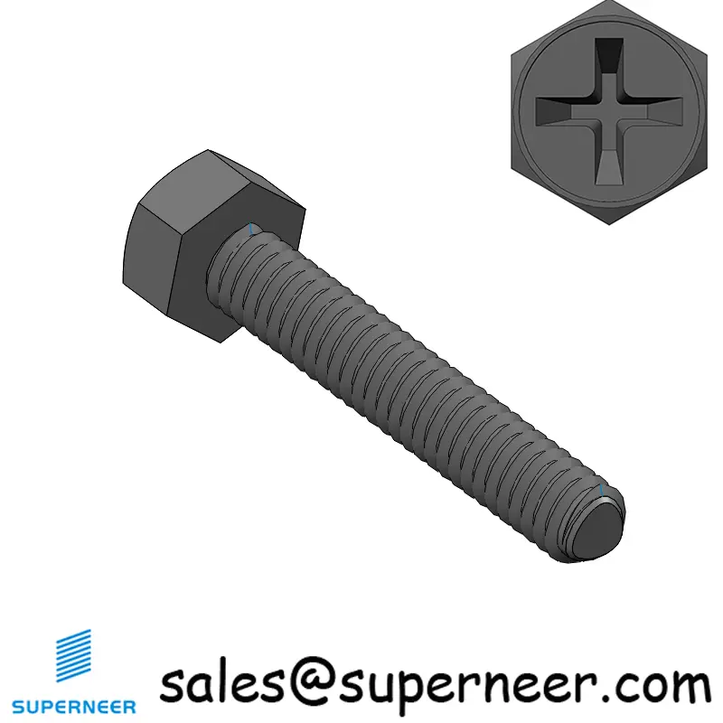 M2 × 12mm Indented Hex Phillips Thread Forming Screws for Metal Steel Black