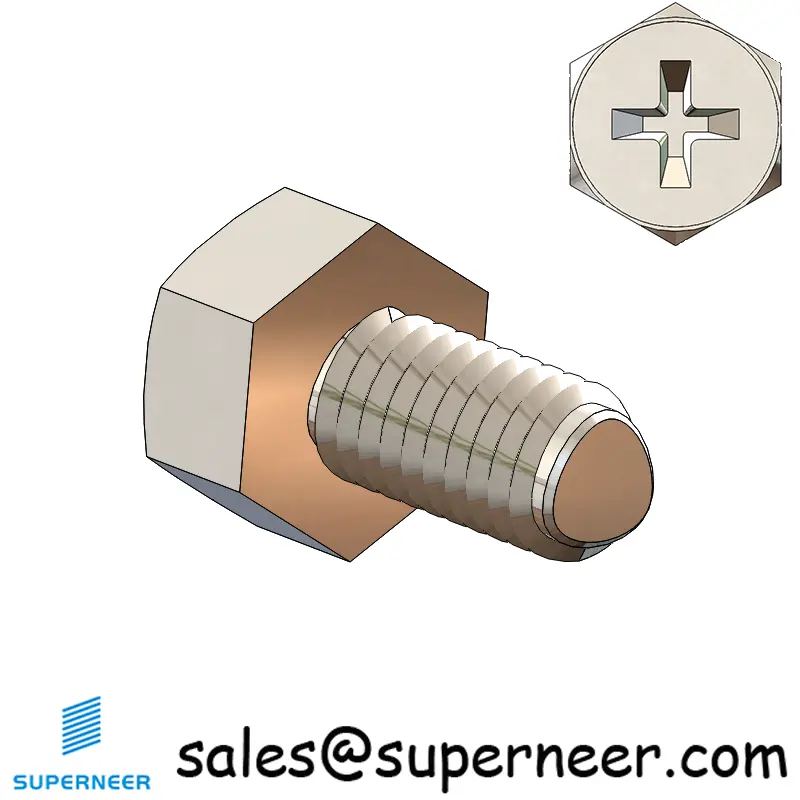 M2.5 × 5mm Indented Hex Phillips Thread Forming Screws for Metal SUS304 Stainless Steel Inox