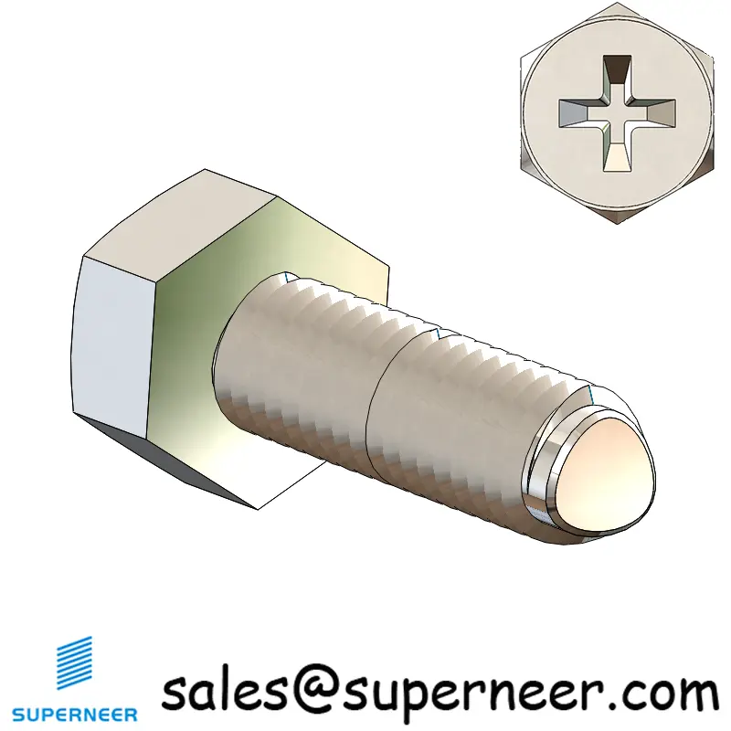 M2.5 × 9mm Indented Hex Phillips Thread Forming Screws for Metal SUS304 Stainless Steel Inox