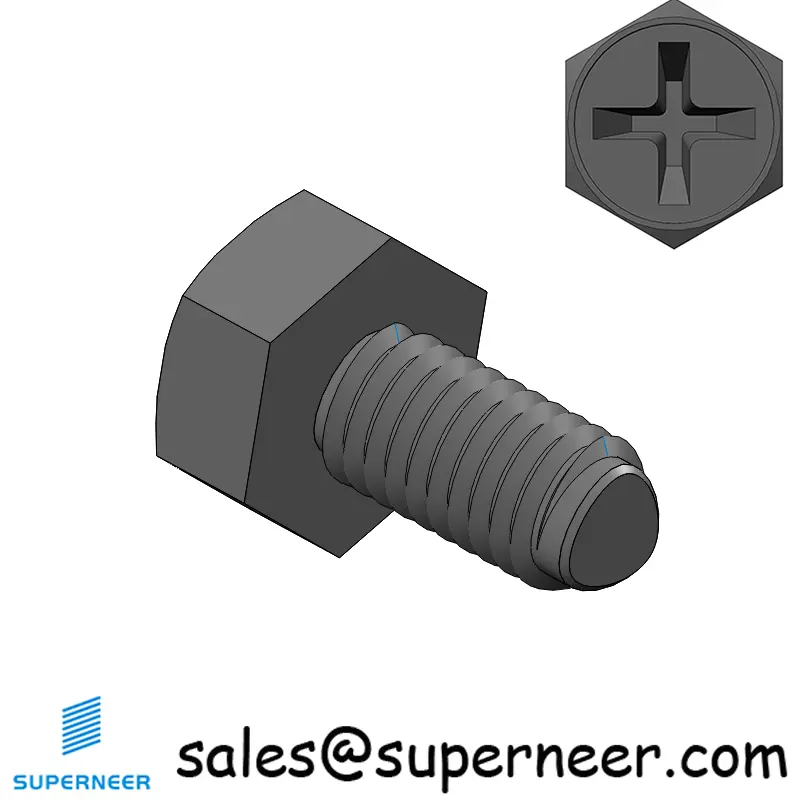 M3 × 6mm Indented Hex Phillips Thread Forming Screws for Metal Steel Black