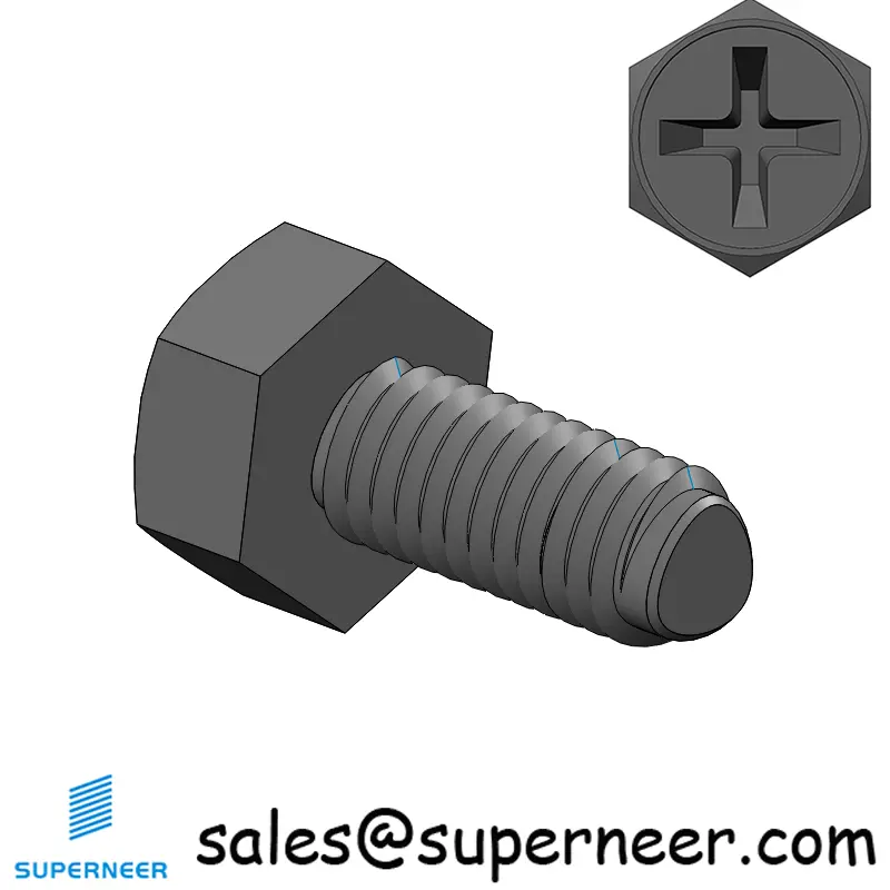 M3 × 7mm Indented Hex Phillips Thread Forming Screws for Metal Steel Black