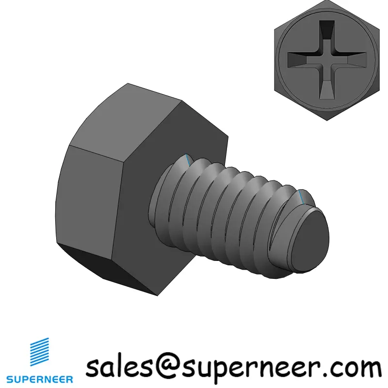 M4 × 7mm Indented Hex Phillips Thread Forming Screws for Metal Steel Black