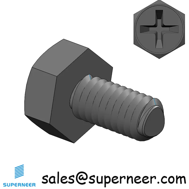 M4 × 8mm Indented Hex Phillips Thread Forming Screws for Metal Steel Black