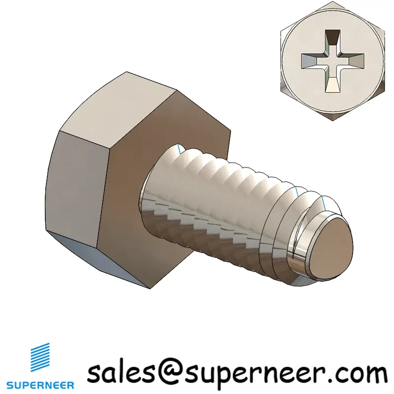 M4 × 9mm Indented Hex Phillips Thread Forming Screws for Metal SUS304 Stainless Steel Inox