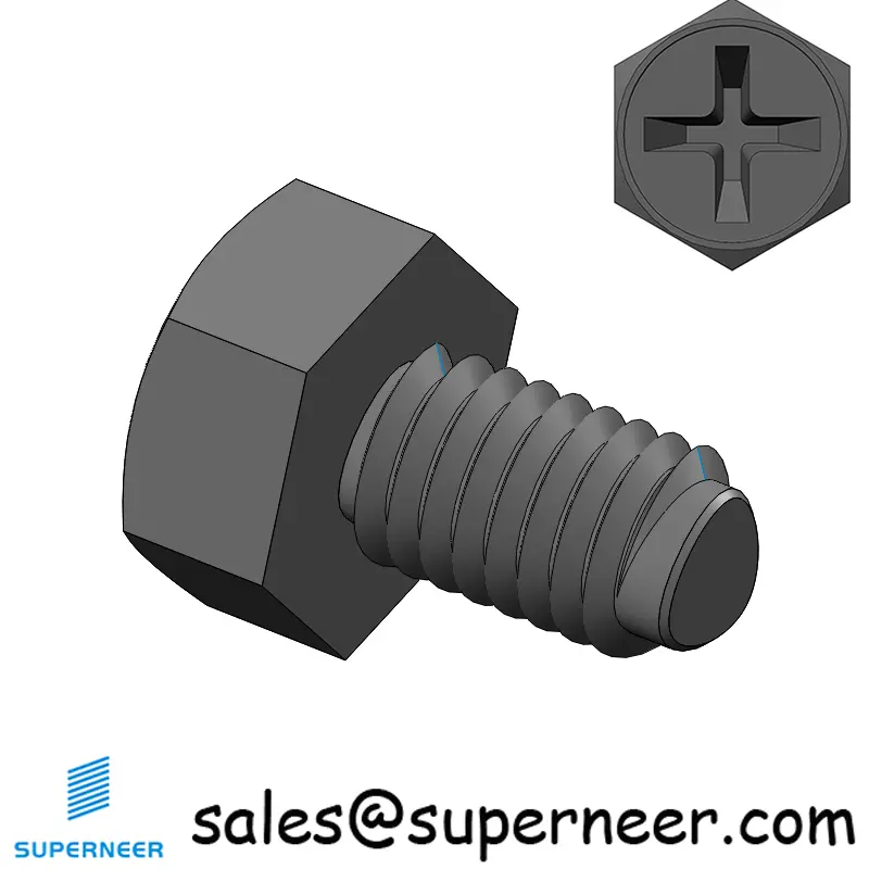 M5 × 8mm Indented Hex Phillips Thread Forming Screws for Metal Steel Black