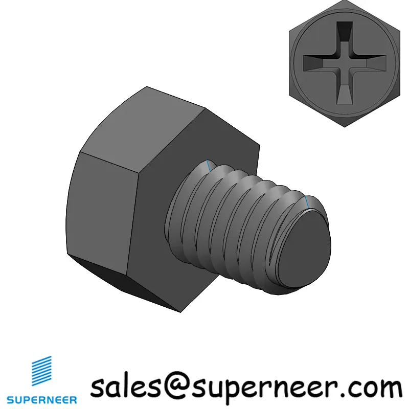 M6 × 8mm Indented Hex Phillips Thread Forming Screws for Metal Steel Black