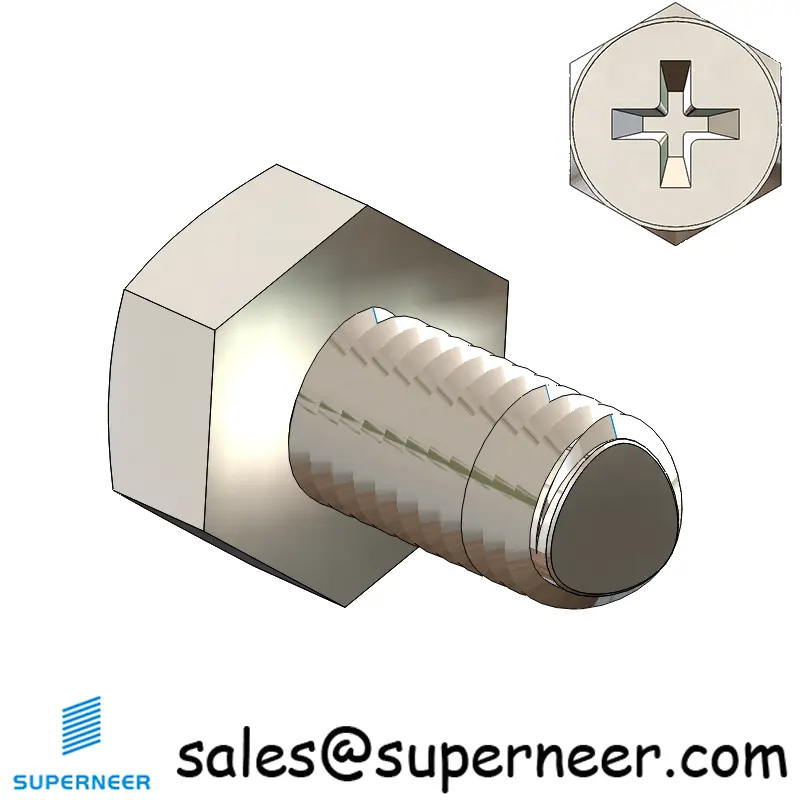 M6 × 12mm Indented Hex Phillips Thread Forming Screws for Metal SUS304 Stainless Steel Inox