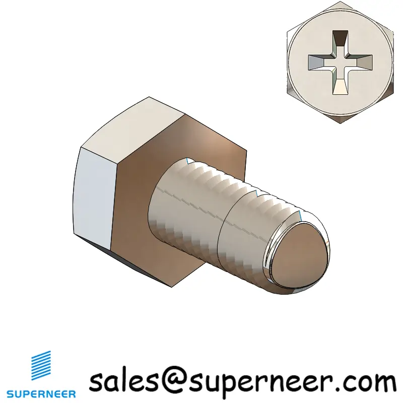 M6 × 16mm Indented Hex Phillips Thread Forming Screws for Metal SUS304 Stainless Steel Inox