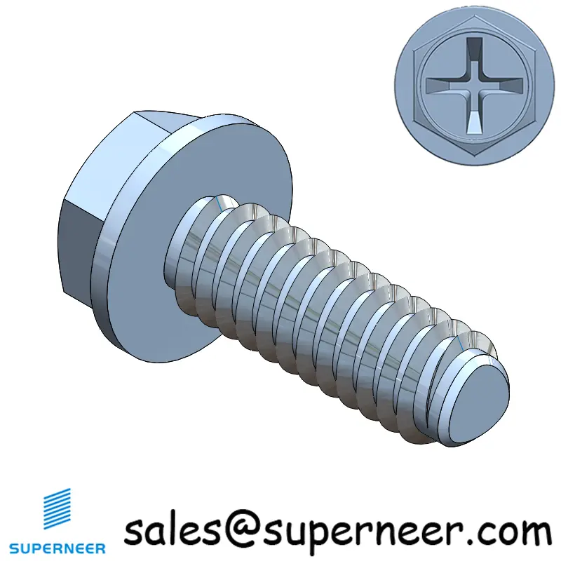 2-56 × 1/4 Hex Washer Phillips Thread Forming  Screws for Metal  Steel Blue Zinc Plated