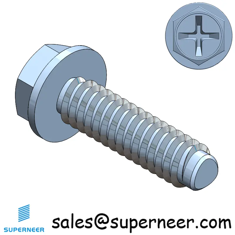 2-56 × 5/16 Hex Washer Phillips Thread Forming  Screws for Metal  Steel Blue Zinc Plated