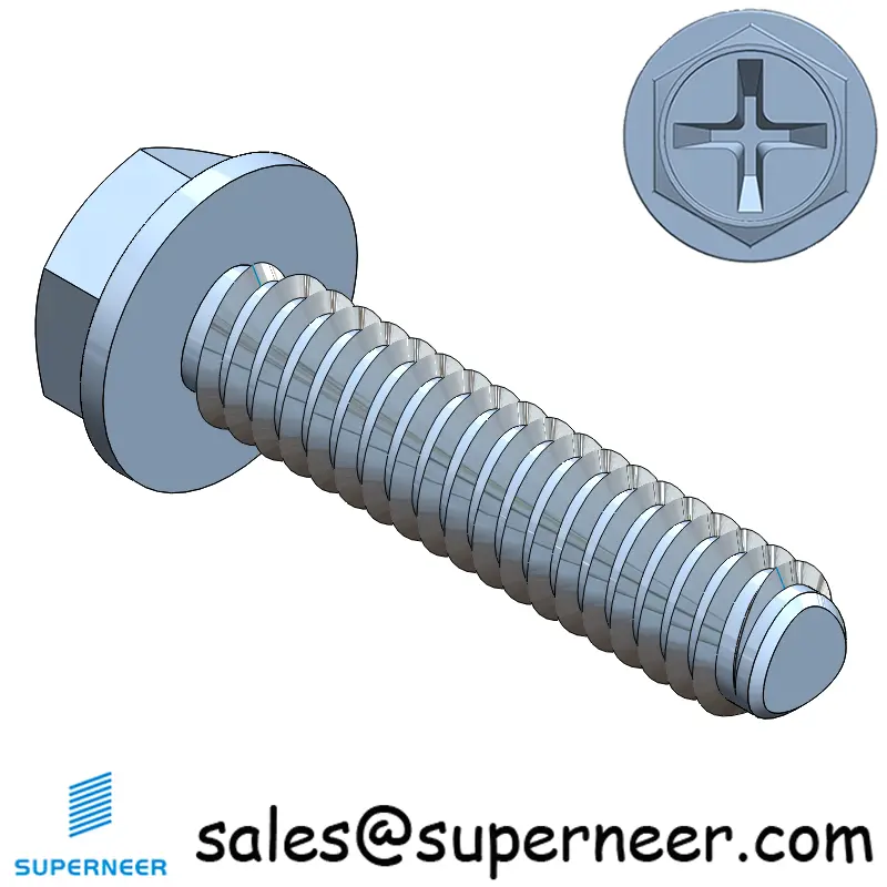 2-56 × 3/8 Hex Washer Phillips Thread Forming  Screws for Metal  Steel Blue Zinc Plated