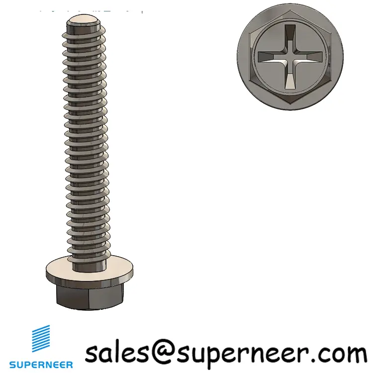 2-56 × 1/2 Hex Washer Phillips Thread Forming  Screws for Metal  SUS304 Stainless Steel Inox