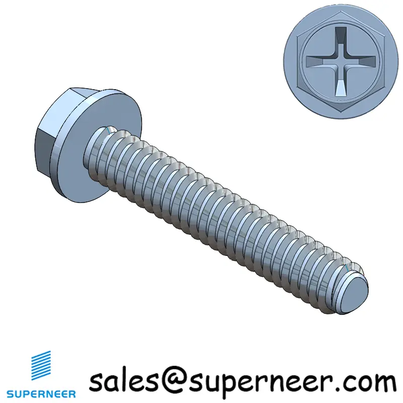 2-56 × 1/2 Hex Washer Phillips Thread Forming  Screws for Metal  Steel Blue Zinc Plated