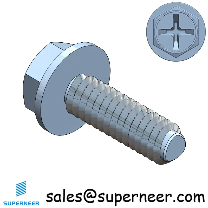 8-32 × 1/2 Hex Washer Phillips Thread Forming  Screws for Metal  Steel Blue Zinc Plated