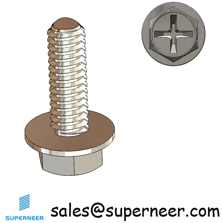 M2 × 6mm Indented Hex Washer Phillips Thread Forming Screws for Metal SUS304 Stainless Steel Inox