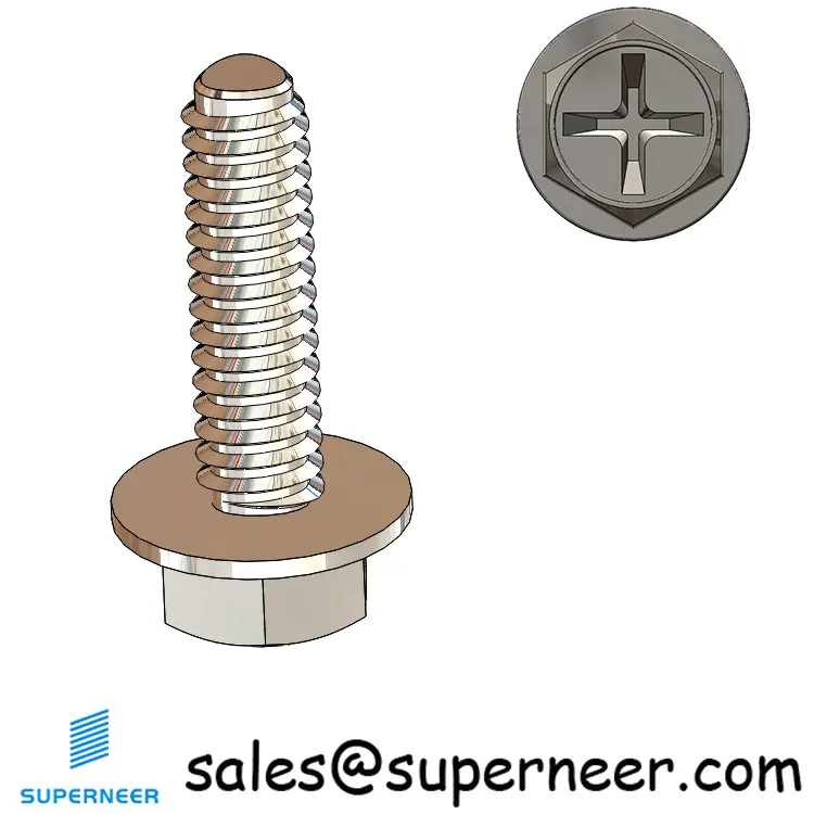 M2 × 7mm Indented Hex Washer Phillips Thread Forming Screws for Metal SUS304 Stainless Steel Inox