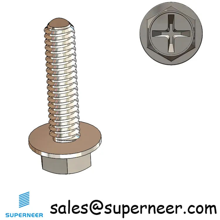 M2 × 8mm Indented Hex Washer Phillips Thread Forming Screws for Metal SUS304 Stainless Steel Inox