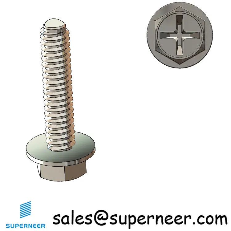 M2 × 9mm Indented Hex Washer Phillips Thread Forming Screws for Metal SUS304 Stainless Steel Inox