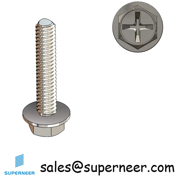 M2 × 10mm Indented Hex Washer Phillips Thread Forming Screws for Metal SUS304 Stainless Steel Inox