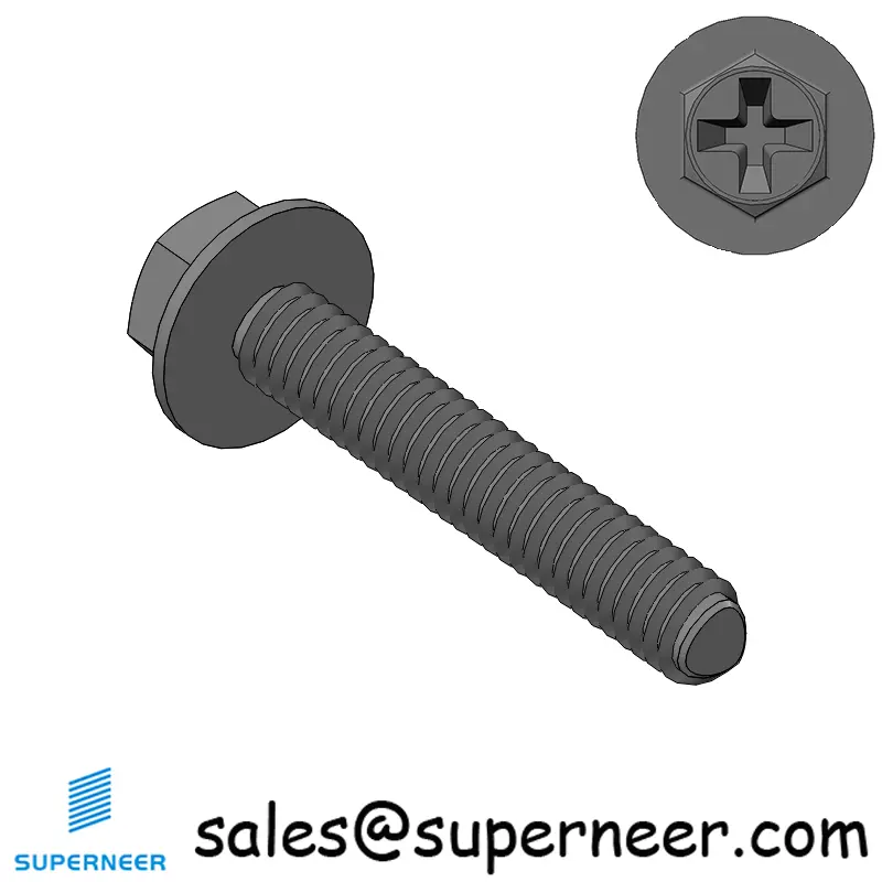 M2 × 12mm Indented Hex Washer Phillips Thread Forming Screws for Metal Steel Black