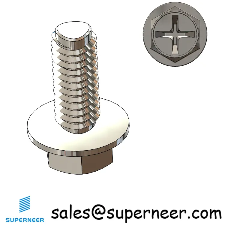 M3 × 7mm Indented Hex Washer Phillips Thread Forming Screws for Metal SUS304 Stainless Steel Inox