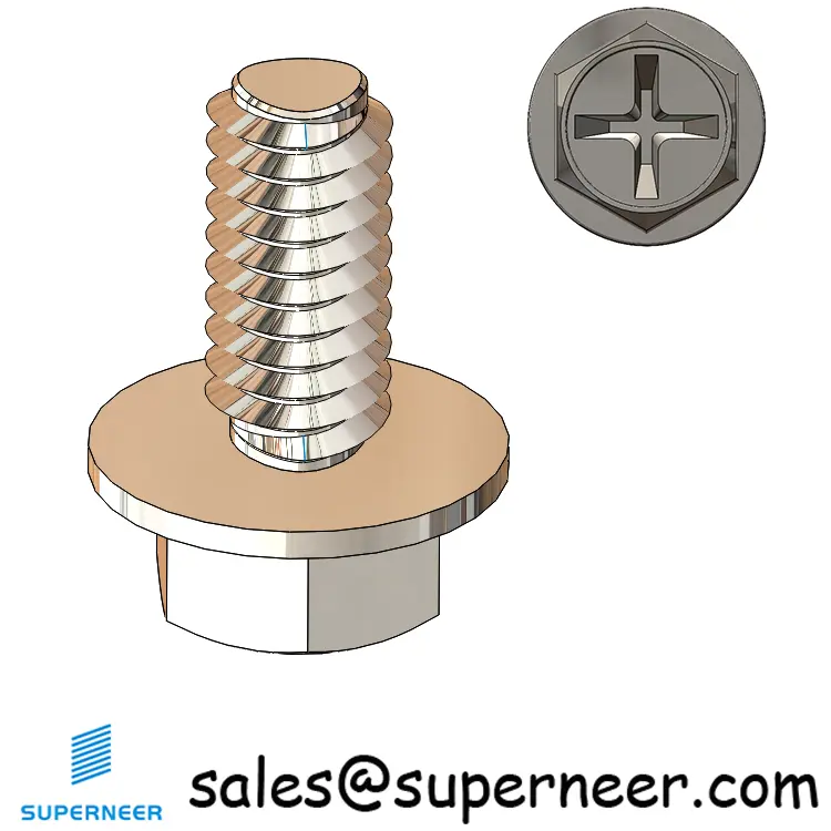 M4 × 8mm Indented Hex Washer Phillips Thread Forming Screws for Metal SUS304 Stainless Steel Inox