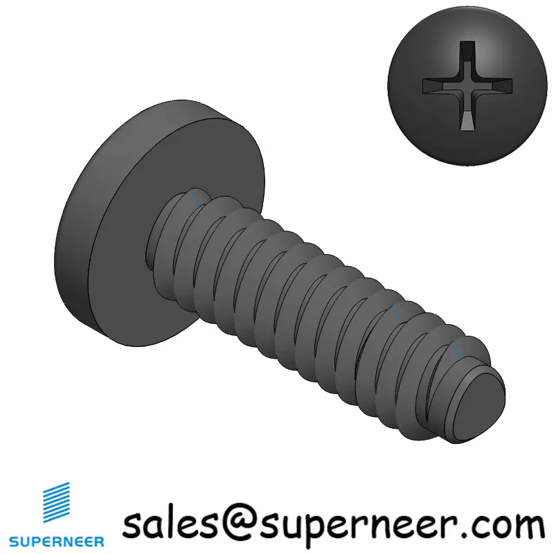 4-40 × 3/8 Pan Head Phillips Thread Forming  Screws for Metal  Steel Black