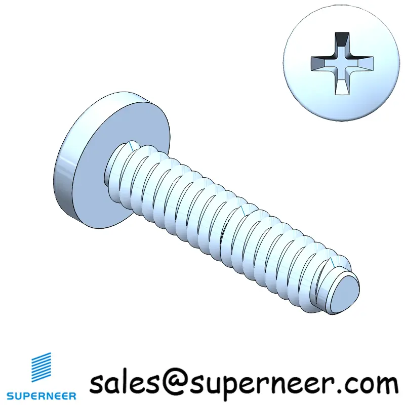 4-40 × 1/2 Pan Head Phillips Thread Forming  Screws for Metal  Steel Blue Zinc Plated