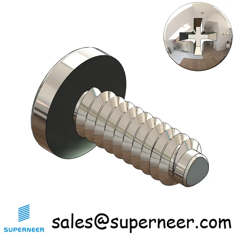 6-32 × 3/8 Pan Head Phillips Thread Forming  Screws for Metal  SUS304 Stainless Steel Inox