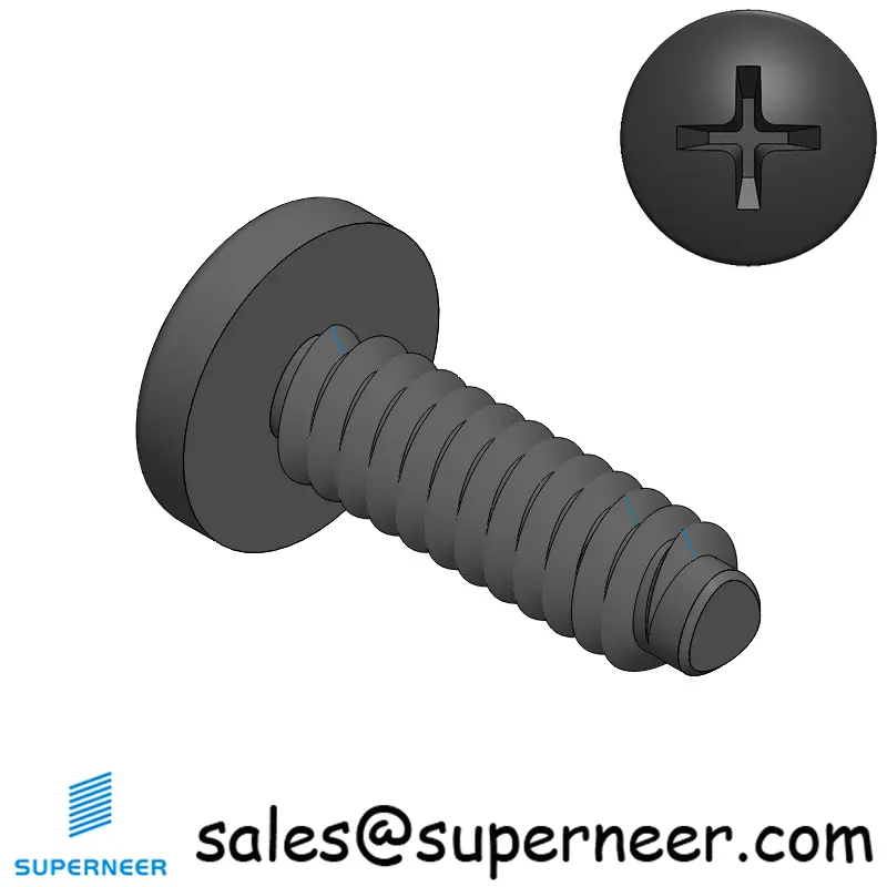 6-32 × 7/16 Pan Head Phillips Thread Forming  Screws for Metal  Steel Black