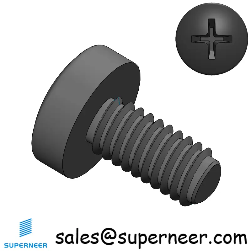 M2.5 × 5mm Pan Head Phillips Thread Forming Screws for Metal Steel Black