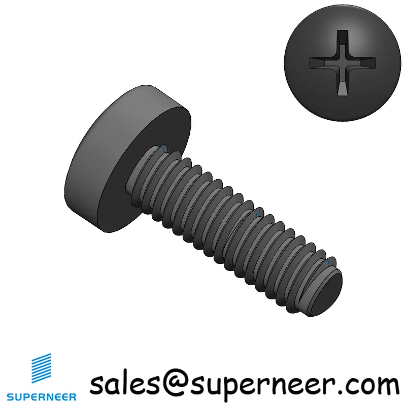 M2.5 × 8mm Pan Head Phillips Thread Forming Screws for Metal Steel Black