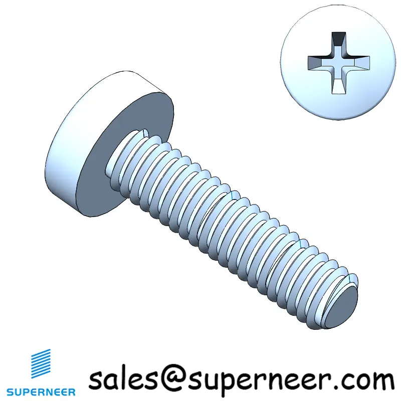 M2.5 × 10mm Pan Head Phillips Thread Forming Screws for Metal Steel Blue Zinc Plated