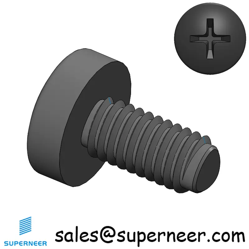 M3 × 6mm Pan Head Phillips Thread Forming Screws for Metal Steel Black