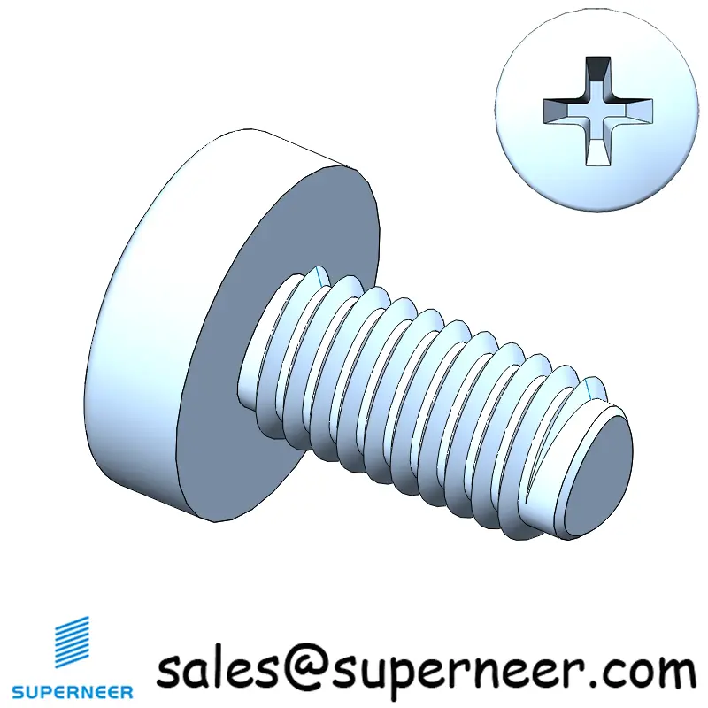 M3 × 6mm Pan Head Phillips Thread Forming Screws for Metal Steel Blue Zinc Plated