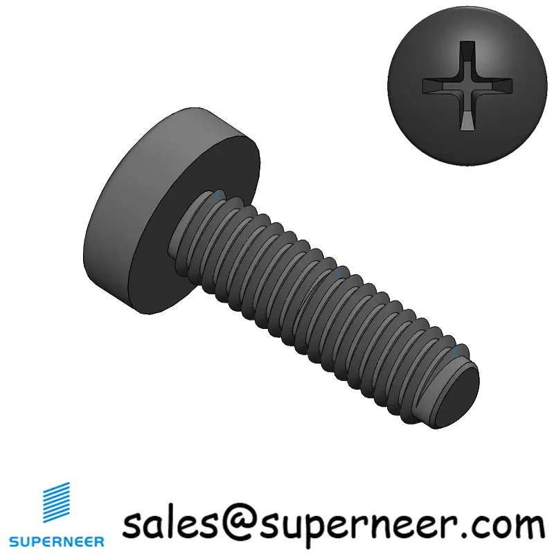 M3 × 10mm Pan Head Phillips Thread Forming Screws for Metal Steel Black