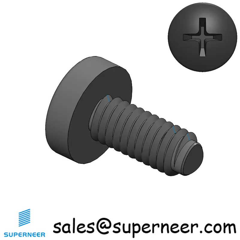 M4 × 9mm Pan Head Phillips Thread Forming Screws for Metal Steel Black