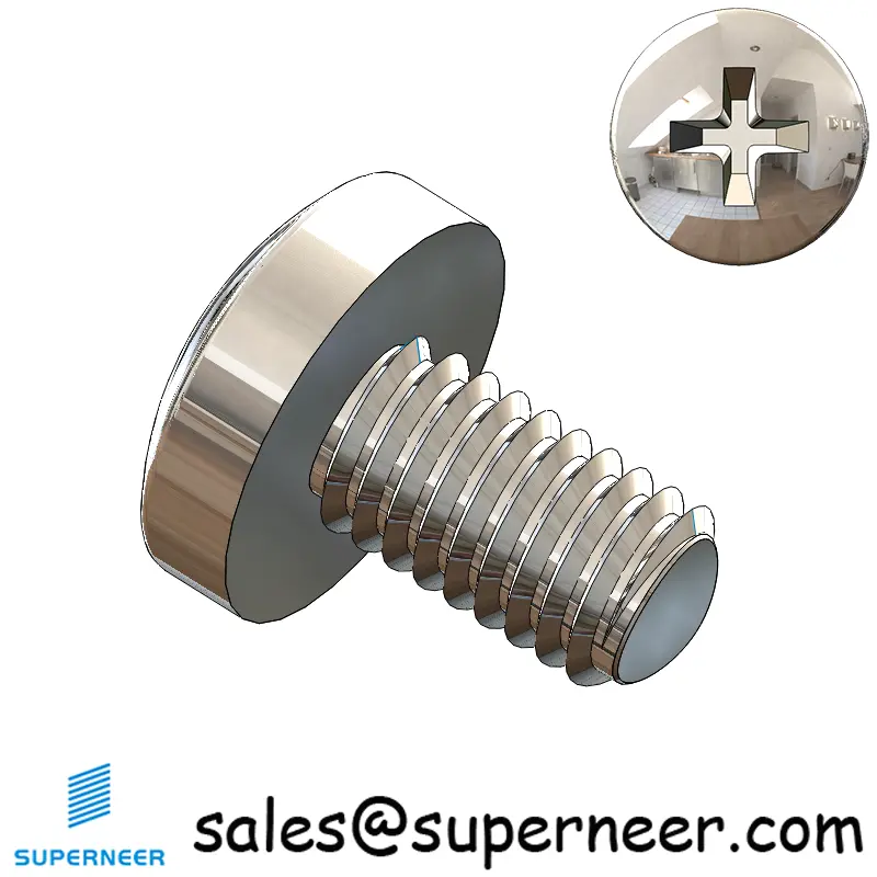 M6 × 10mm Pan Head Phillips Thread Forming Screws for Metal SUS304 Stainless Steel Inox