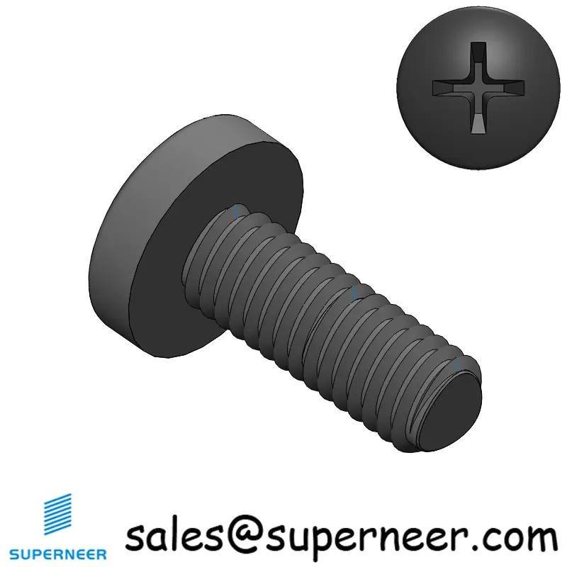 M6 × 16mm Pan Head Phillips Thread Forming Screws for Metal Steel Black